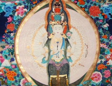千手千眼观音唐卡艺术图