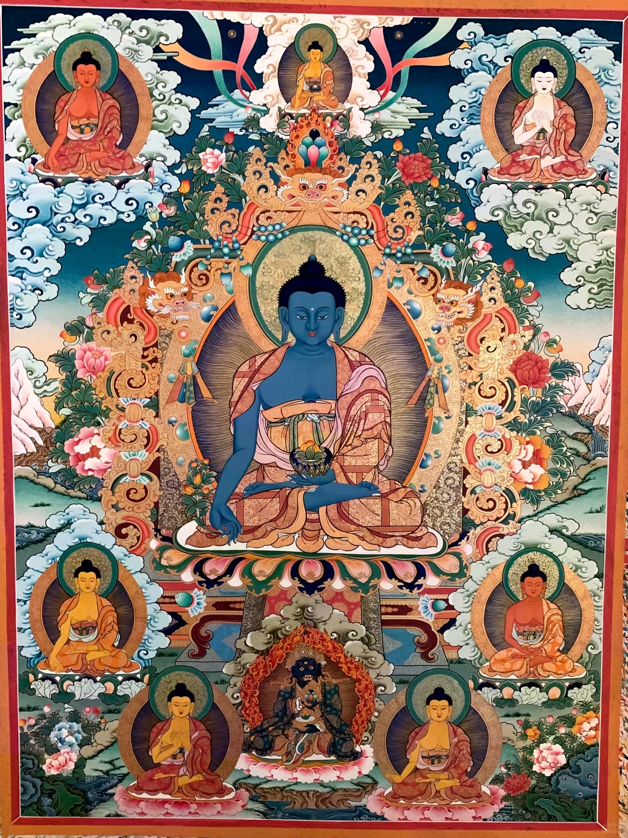 唐卡图，南无药师琉璃光如来4