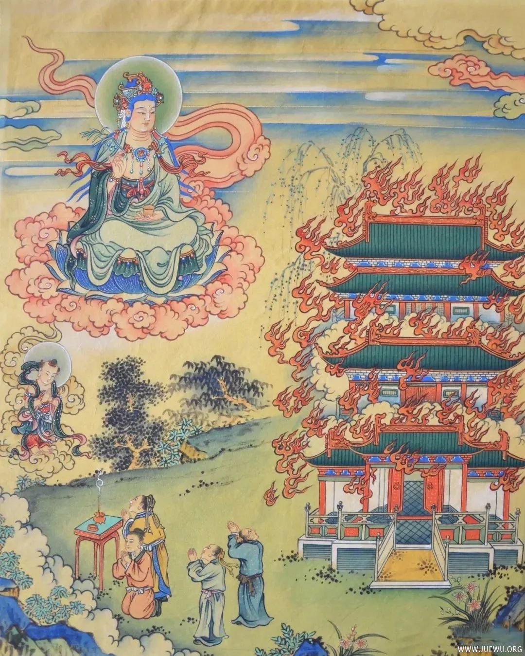 观音菩萨救苦拔难彩绘图